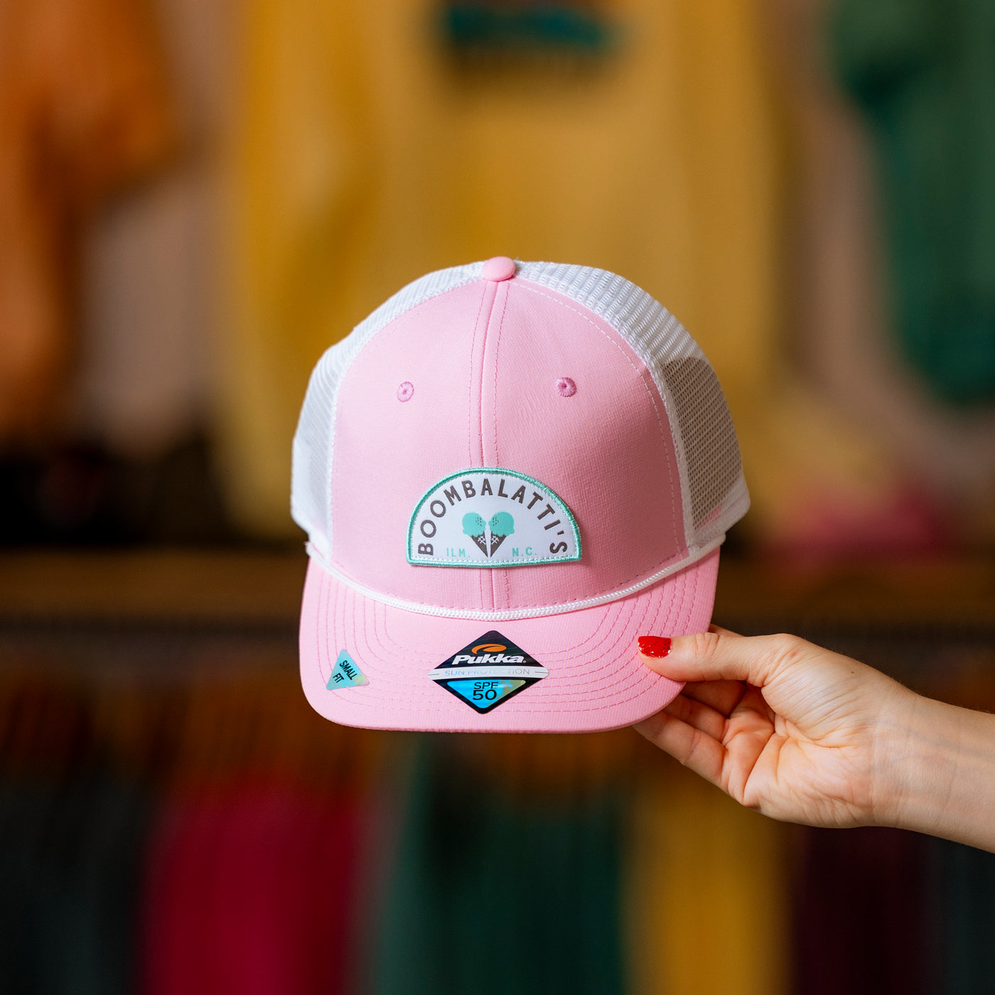 Pink Patch Hat w/ White Rope - Youth/Small Sized