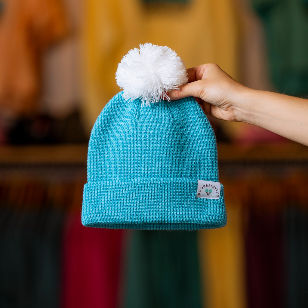Shiraleah Vermot Blue and White Color Block Beanie with Pom Pom NWT Shiraleah Vermot Blue and White Color Block Beanie with Pom  main image 3