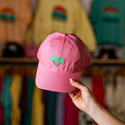 Cotton Twill Embroidered Dad Cap - Pink