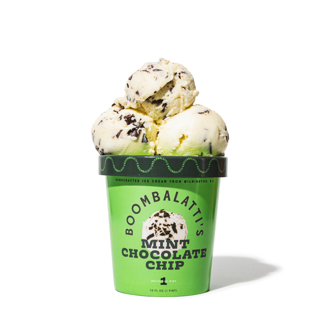 Boombalatti's Mint Chocolate Chip Ice Cream | One Delicious Pint